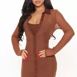 Fashion Nova You Mesh Me Mini Dress Set - Mocha -Fashion Nova Dresses Shop 01 05 21Studio2 EF SD 13 39 48 51 DGI3445 Mocha 8383 JK
