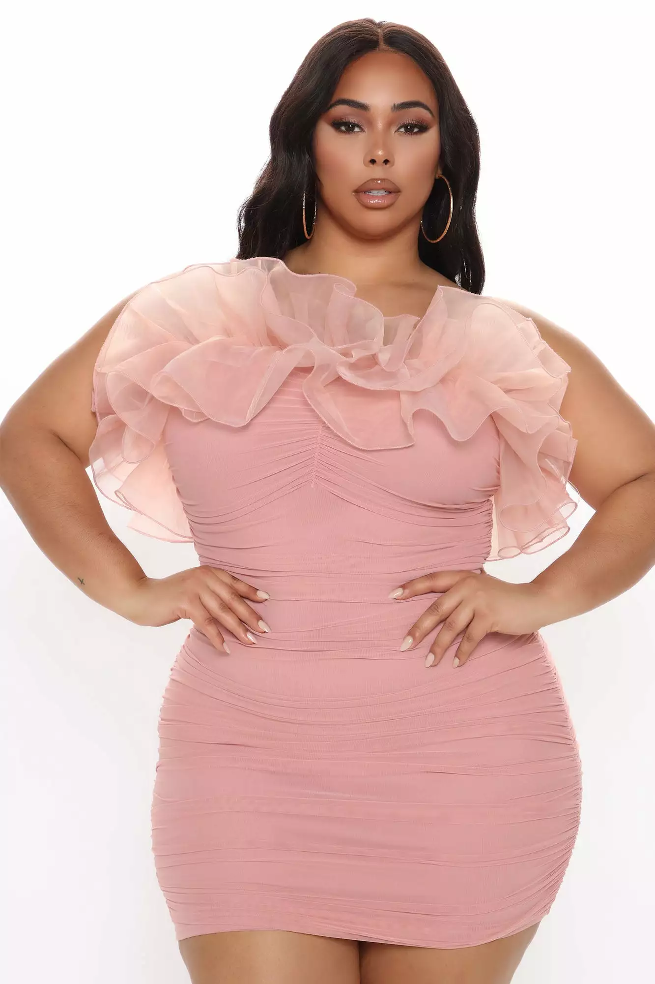 Fashion Nova Ruffle Mami Mesh Mini Dress - Mauve 7 Fashion Nova Ruffle Mami Mesh Mini Dress - Mauve - Image 5