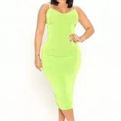 Fashion Nova Add Some Spice Midi Dress - Green