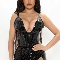 Fashion Nova Midnight City Latex Midi Dress - Black -Fashion Nova Dresses Shop 01 13 22Studio3 SN RL 10 34 40 36 FNT247 Black 1051 SG