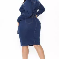 Fashion Nova Set For Life Denim Midi Dress - Dark Wash -Fashion Nova Dresses Shop 01 13 22Studio4 ME MJ 10 51 37 25 AHA44 DarkWash 0229 PLUS SG