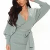Fashion Nova Annabelle Sweater Mini Dress - Sage