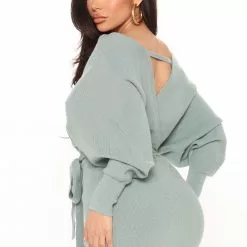 Fashion Nova Annabelle Sweater Mini Dress - Sage -Fashion Nova Dresses Shop 01 18 21Studio2 MS SD 14 42 05 47 YLD4005FN Sage 14605 NT