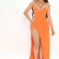Fashion Nova Confident Moment Gown - Orange