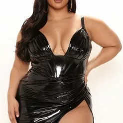 Fashion Nova Midnight City Latex Midi Dress - Black -Fashion Nova Dresses Shop 01 24 22Studio2 CE MJ 10 51 14 18 FNT247 Black 18225 PLUS KL
