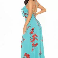 Fashion Nova Live For The Frill Maxi Dress - Teal/combo -Fashion Nova Dresses Shop 01 25 21Studio2 RT SD 15 19 40 55 LD7075 Tealcombo 17610 EH