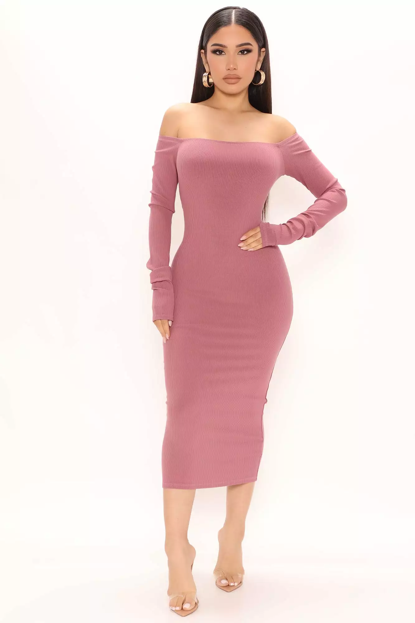 Fashion Nova Alpha Off Shoulder Snatched Dress - Mauve 3 Fashion Nova Alpha Off Shoulder Snatched Dress - Mauve
