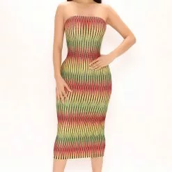 Fashion Nova Bermuda Baby Midi Dress - Green/combo