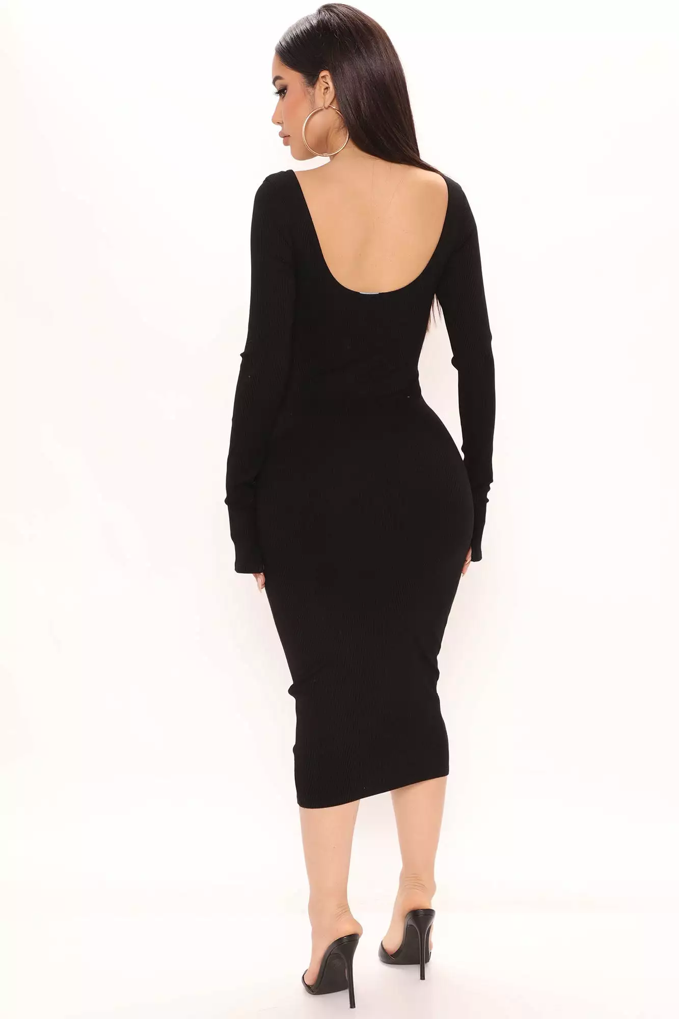 Fashion Nova Desire Double Scoop Snatched Midi Dress - Black 5 Fashion Nova Desire Double Scoop Snatched Midi Dress - Black - Image 3