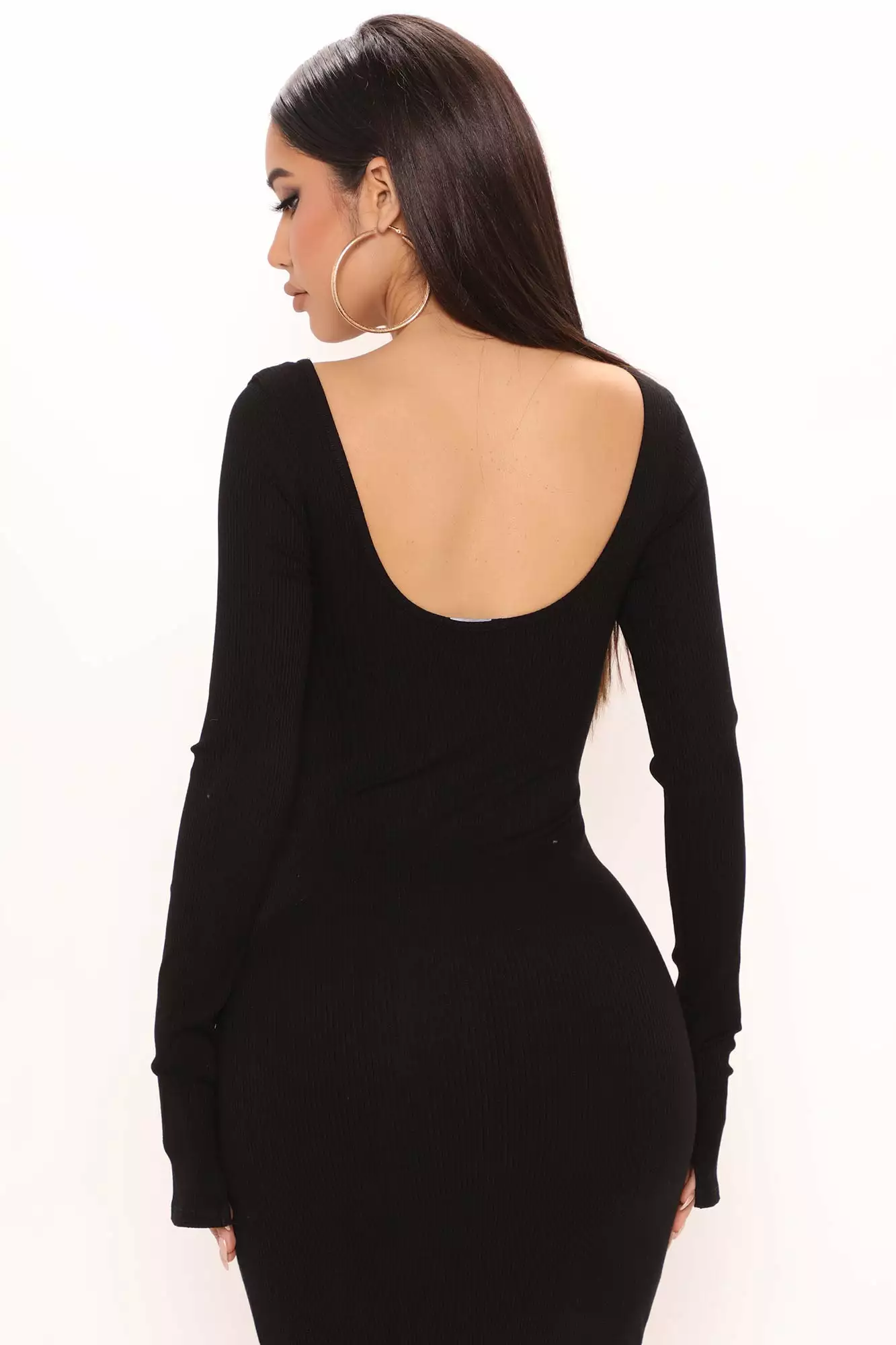 Fashion Nova Desire Double Scoop Snatched Midi Dress - Black 6 Fashion Nova Desire Double Scoop Snatched Midi Dress - Black - Image 4