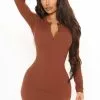 Fashion Nova Only Me Ribbed Mini Dress - Chocolate -Fashion Nova Dresses Shop 01 27 21Studio2 MS SD 11 29 16 12 RD41496L Chocolate 18553 JK
