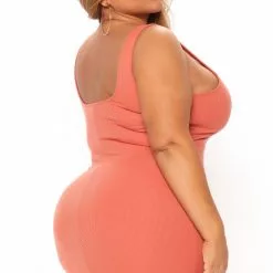 Fashion Nova Sculpted Ribbed Mini Dress - Rust -Fashion Nova Dresses Shop 01 27 22Studio4 RT KH 13 16 57 35 4530DY Rust 2583 PLUS KS
