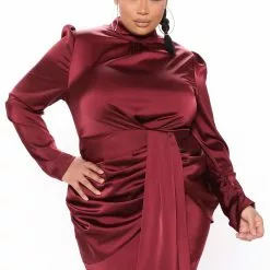 Fashion Nova Raise Your Glass Satin Mini Dress - Red/Brown -Fashion Nova Dresses Shop 01 28 21Studio3 EF ON 12 02 53 43 DR1192 RedCombo PLUS 0654 WG