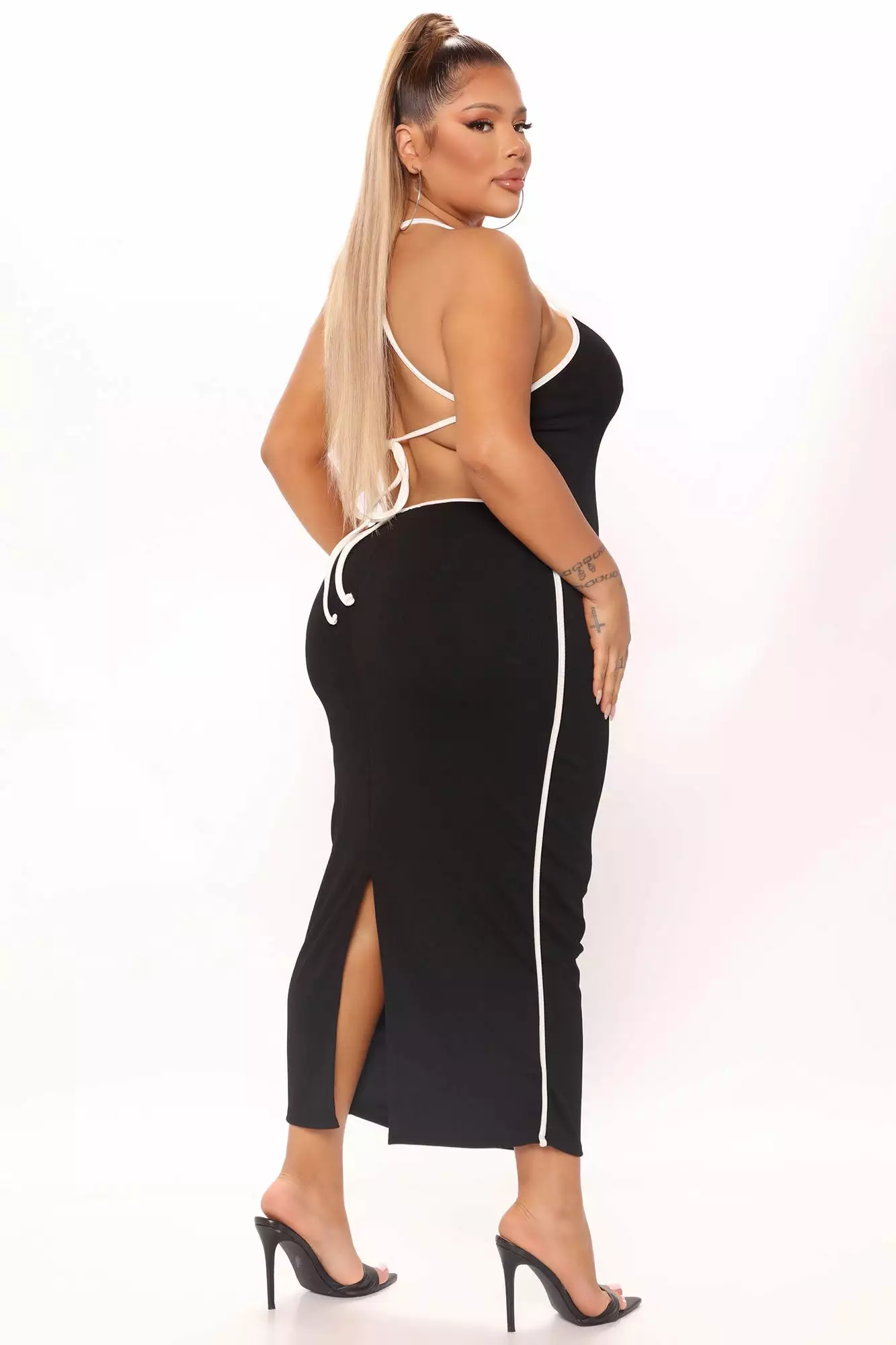 Fashion Nova Tie Me A River Ribbed Midi Dress - Black 9 Fashion Nova Tie Me A River Ribbed Midi Dress - Black - Image 7