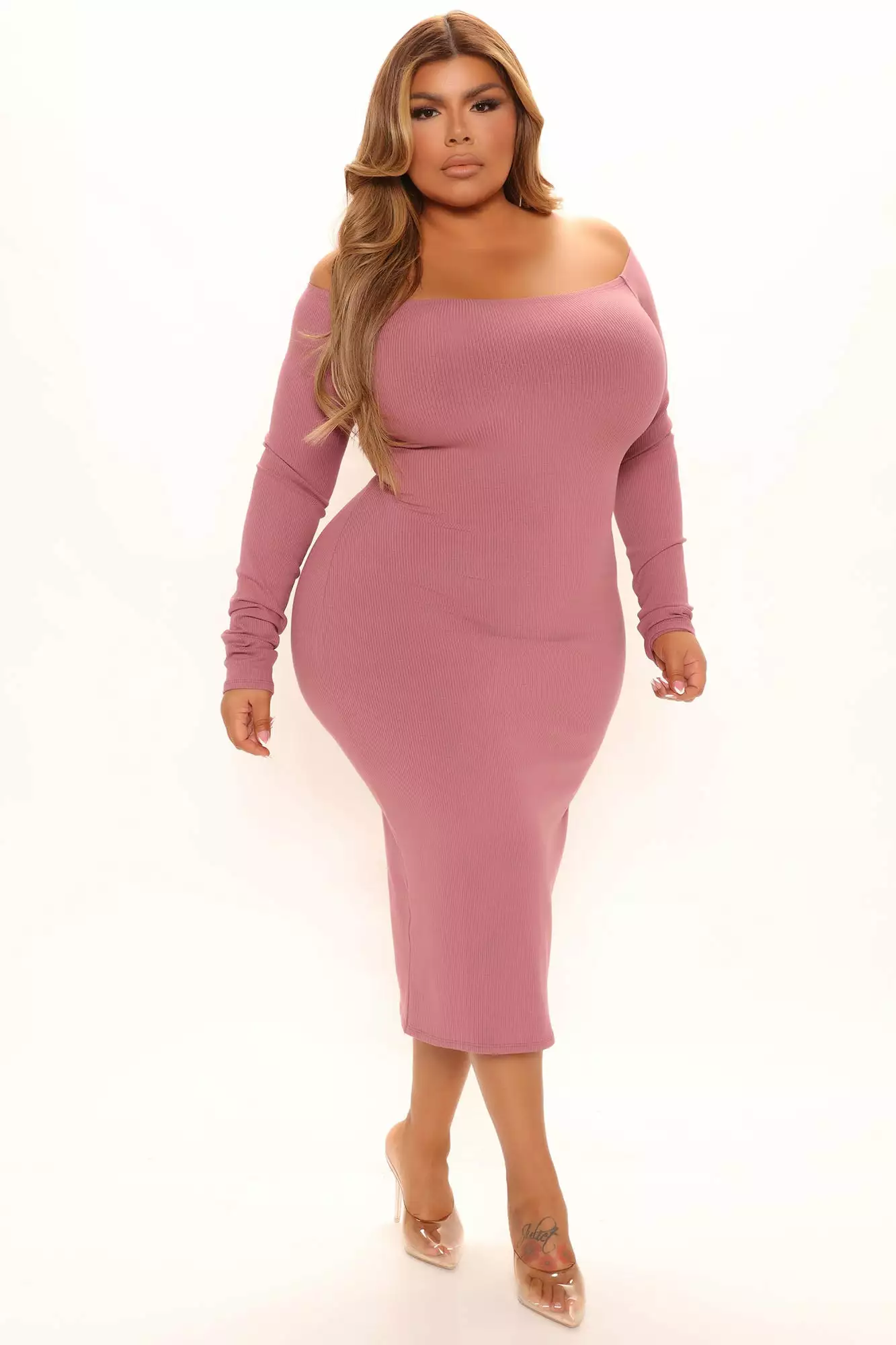 Fashion Nova Alpha Off Shoulder Snatched Dress - Mauve 7 Fashion Nova Alpha Off Shoulder Snatched Dress - Mauve - Image 5