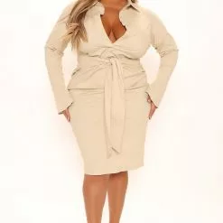 Fashion Nova Priyah Poplin Midi Dress - Taupe -Fashion Nova Dresses Shop 01 31 22Studio2 KS 13 18 03 49 D7799C Taupe 10325 PLUS PB