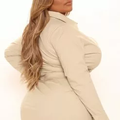 Fashion Nova Priyah Poplin Midi Dress - Taupe -Fashion Nova Dresses Shop 01 31 22Studio2 KS 13 18 03 49 D7799C Taupe 10332 PLUS PB