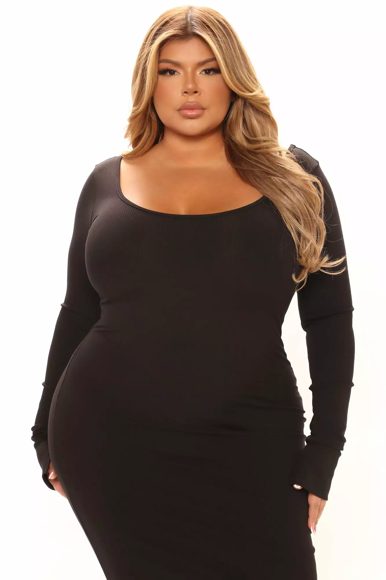 Fashion Nova Desire Double Scoop Snatched Midi Dress - Black 8 Fashion Nova Desire Double Scoop Snatched Midi Dress - Black - Image 6