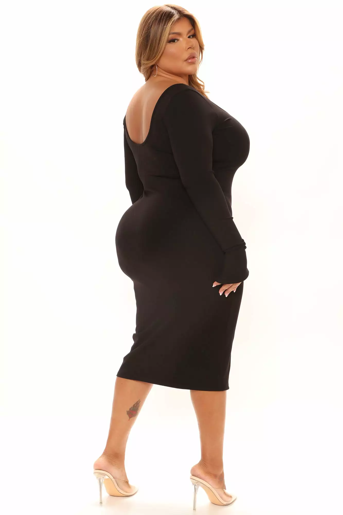 Fashion Nova Desire Double Scoop Snatched Midi Dress - Black 9 Fashion Nova Desire Double Scoop Snatched Midi Dress - Black - Image 7