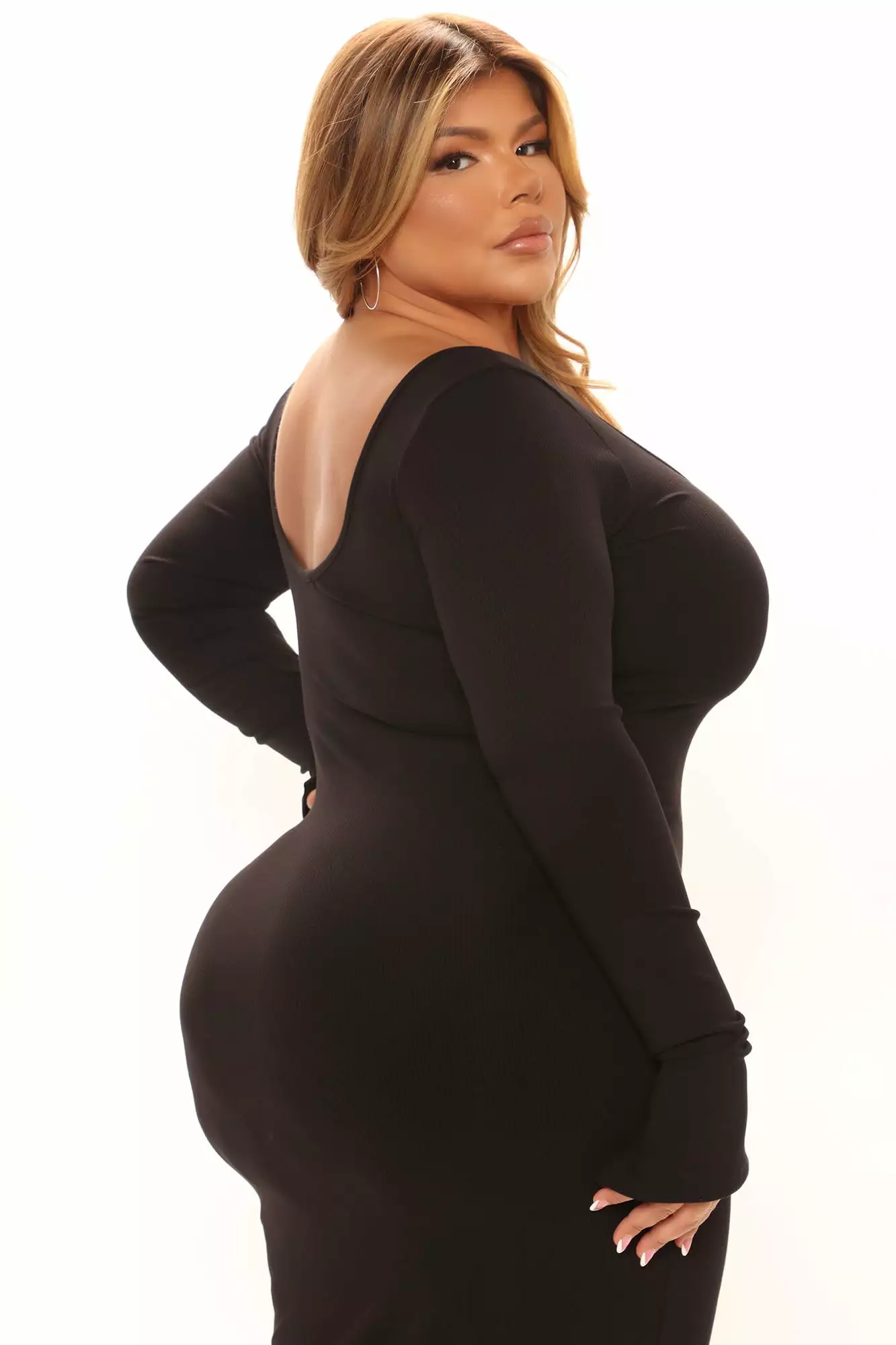 Fashion Nova Desire Double Scoop Snatched Midi Dress - Black 10 Fashion Nova Desire Double Scoop Snatched Midi Dress - Black - Image 8