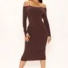 Fashion Nova Hilaria Ribbed Midi Dress - Brown -Fashion Nova Dresses Shop 02 02 22Studio3 SN MJ 14 07 51 68 NW0005 Brown 0769 SG MH