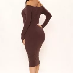 Fashion Nova Hilaria Ribbed Midi Dress - Brown -Fashion Nova Dresses Shop 02 02 22Studio3 SN MJ 14 08 07 68 NW0005 Brown 0774 SG