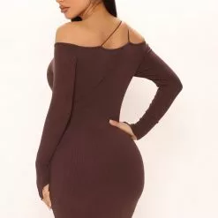 Fashion Nova Hilaria Ribbed Midi Dress - Brown -Fashion Nova Dresses Shop 02 02 22Studio3 SN MJ 14 08 08 68 NW0005 Brown 0776 SG