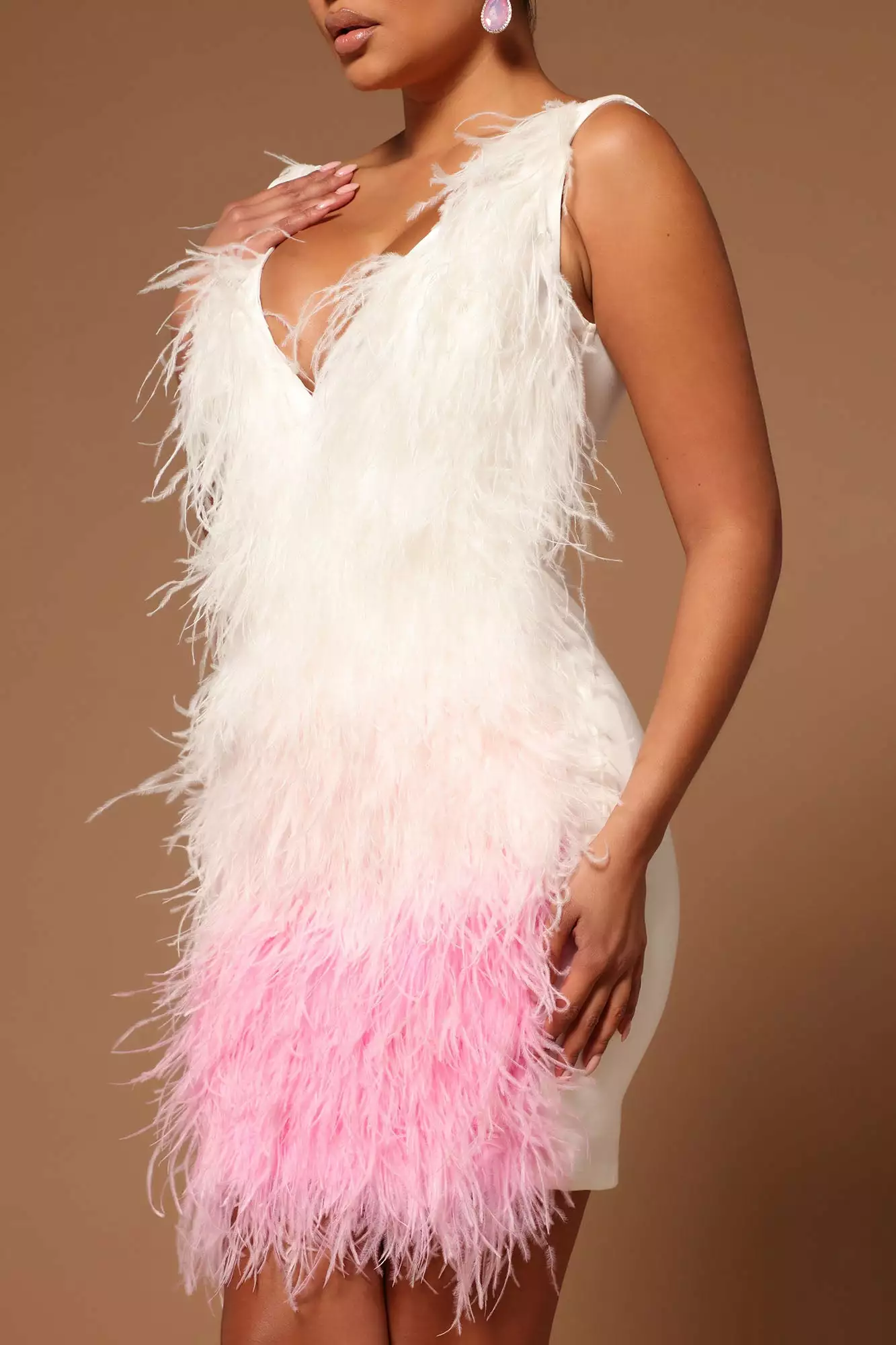 Fashion Nova Jackie Feather Mini Dress - White/Pink 4 Fashion Nova Jackie Feather Mini Dress - White/Pink - Image 2