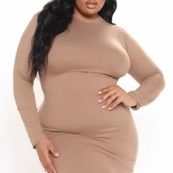 Fashion Nova Feelin It Midi Dress - Taupe -Fashion Nova Dresses Shop 02 04 21Studio4 DD SA 14 30 35 51 DZ7243 Taupe PLUS 53077 JK