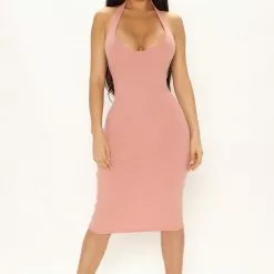 Fashion Nova Isabelle Halter Midi Dress - Mauve