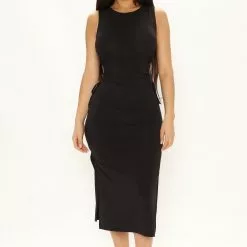Fashion Nova Kora Keyhole Midi Dress - Black