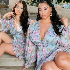 Fashion Nova In A Ruffle Mini Dress - Blue/combo -Fashion Nova Dresses Shop 02 06 20 D1 Spring Editorial MA DM 11 59 53 1299 RG DM