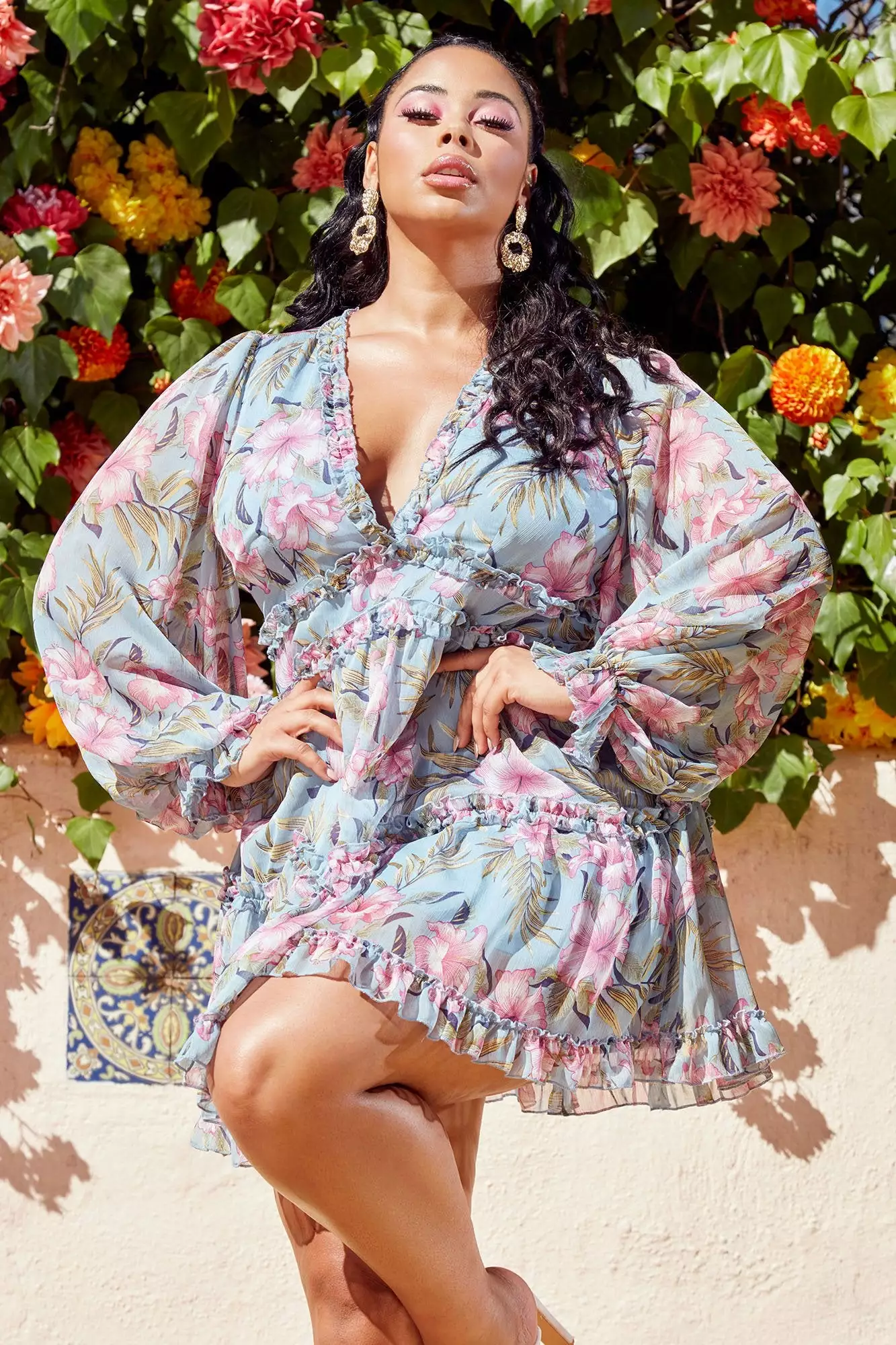 Fashion Nova In A Ruffle Mini Dress - Blue/combo - Image 6