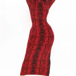 Fashion Nova Saucy Snake Sweater Midi Dress - Red/Black