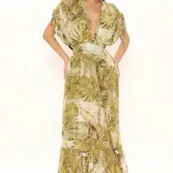 Fashion Nova Farrah Floral Maxi Dress - Olive/combo
