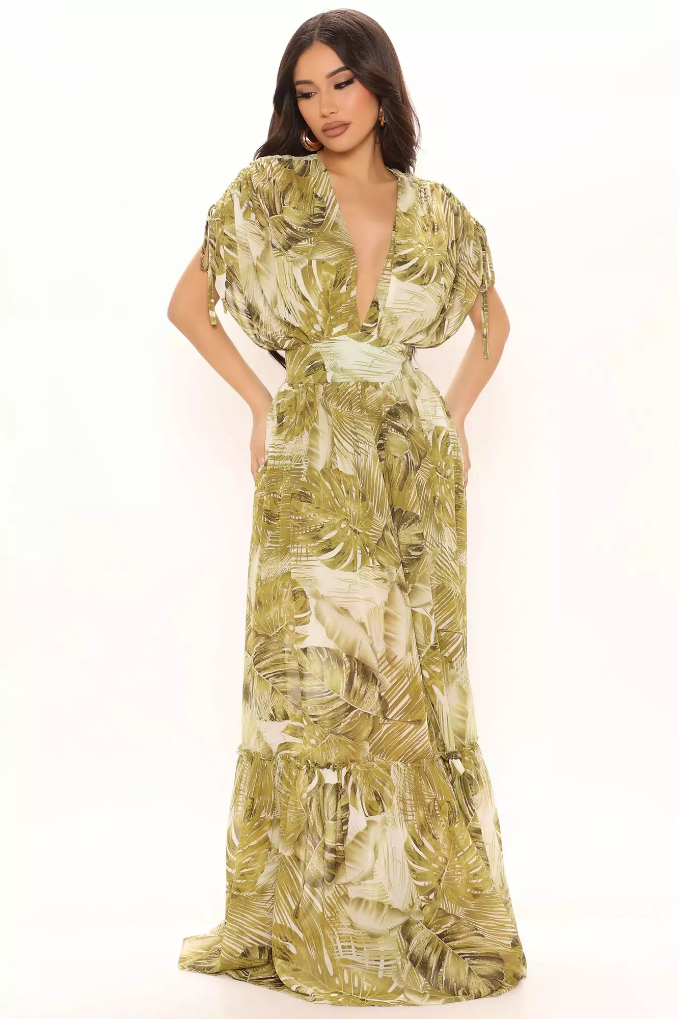Fashion Nova Farrah Floral Maxi Dress - Olive/combo 3 Fashion Nova Farrah Floral Maxi Dress - Olive/combo