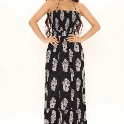 Fashion Nova Palm Tree Views Maxi Dress - Navy