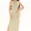 Fashion Nova Seams Perfect Midi Dress - Sage