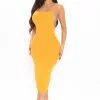 Fashion Nova Most Reliable Ribbed Midi Dress - Orange