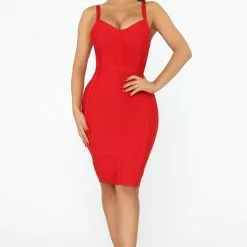 Fashion Nova That's My Type Bandage Midi Dress - Red