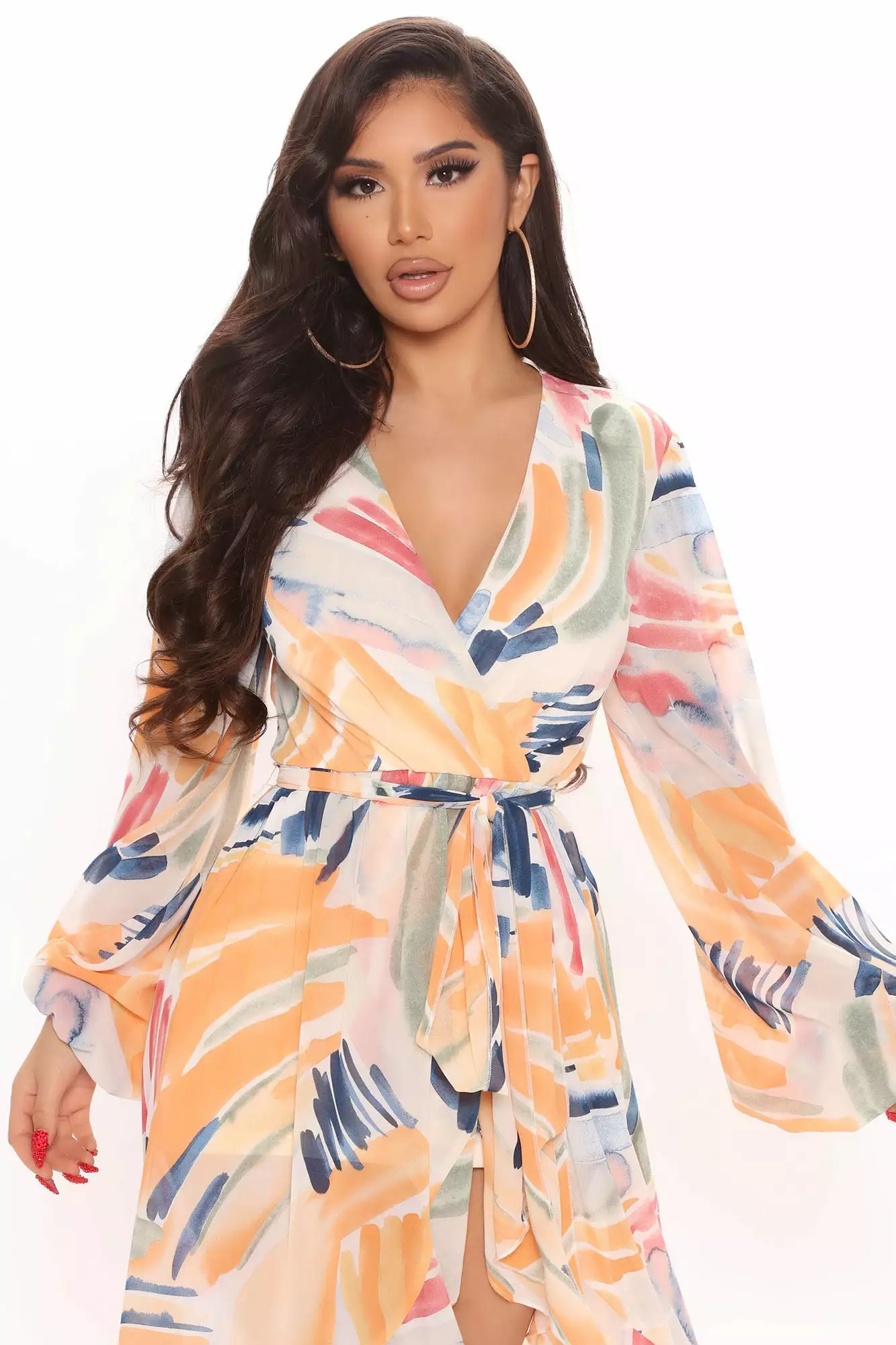 Fashion Nova Nadine Long Sleeve Midi Dress - Navy/combo 4 Fashion Nova Nadine Long Sleeve Midi Dress - Navy/combo - Image 2