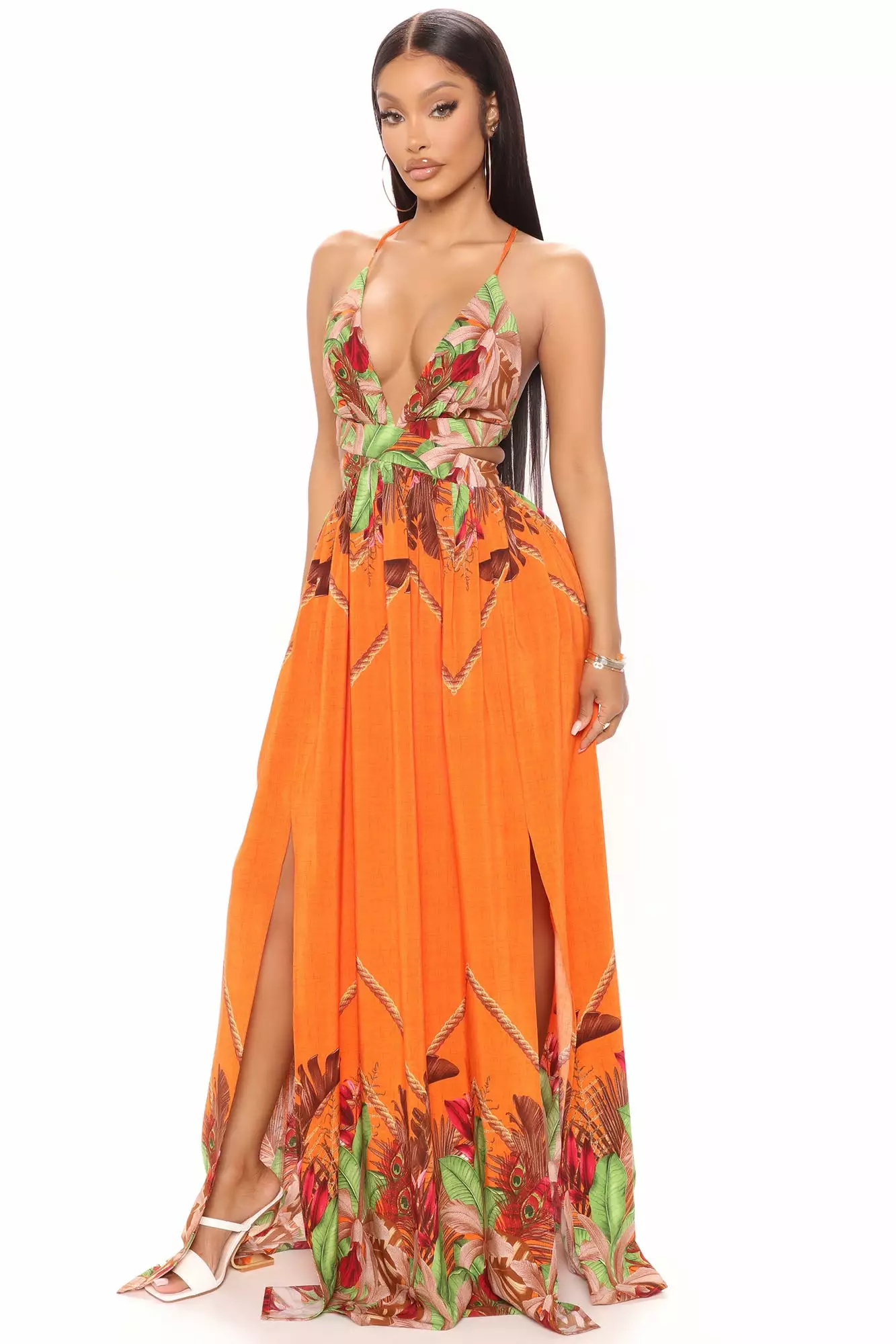 Fashion Nova Lanai Sleeveless Maxi Dress - Orange/combo 4 Fashion Nova Lanai Sleeveless Maxi Dress - Orange/combo - Image 2