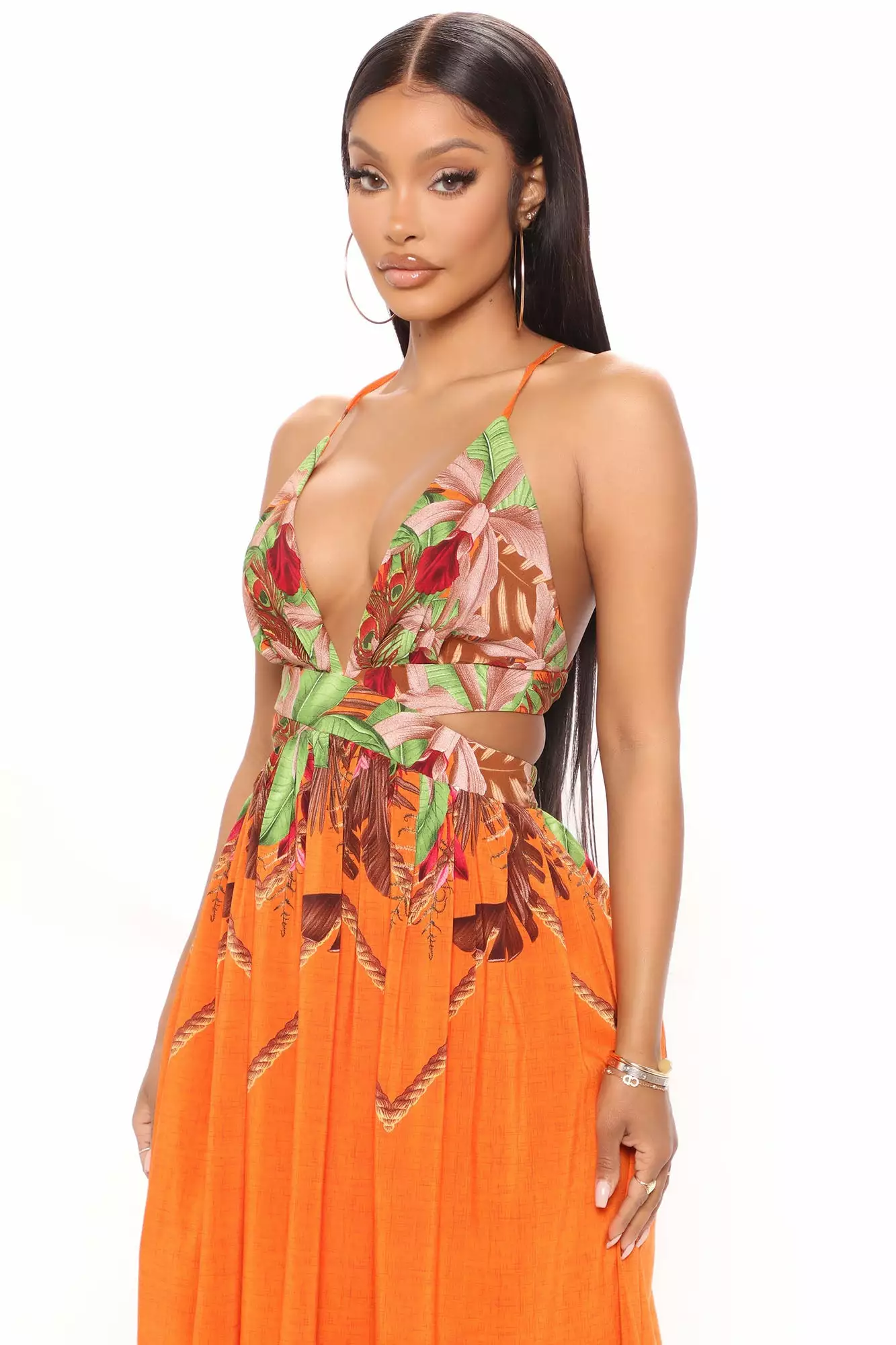 Fashion Nova Lanai Sleeveless Maxi Dress - Orange/combo 5 Fashion Nova Lanai Sleeveless Maxi Dress - Orange/combo - Image 3