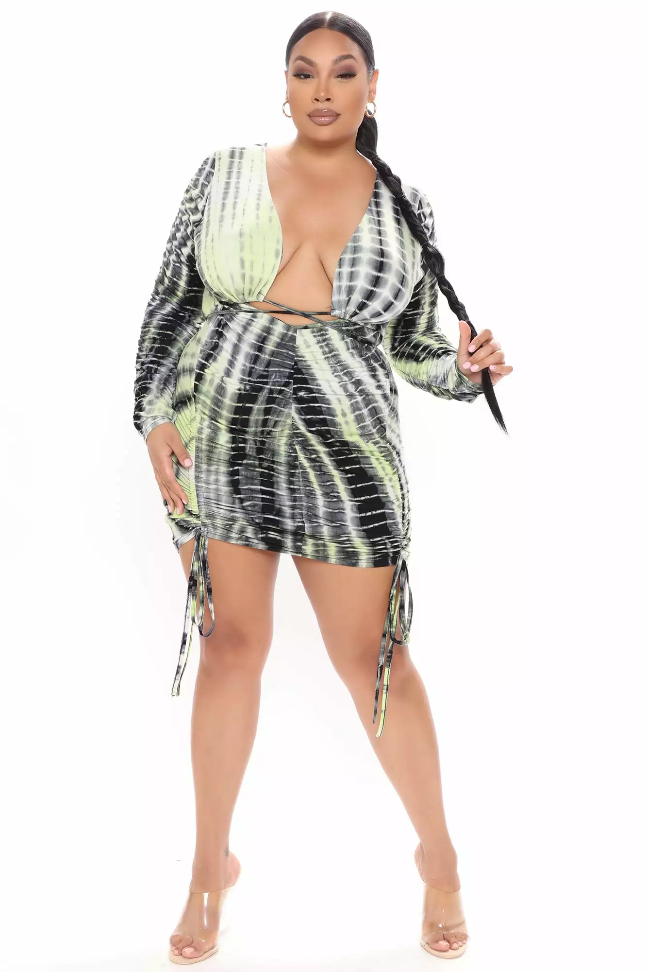 Fashion Nova Watch Me Ruche Tie Dye Mini Dress - Green 13 Fashion Nova Watch Me Ruche Tie Dye Mini Dress - Green - Image 11