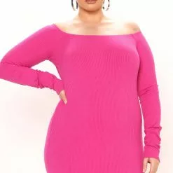 Fashion Nova Alpha Off Shoulder Snatched Mini Dress - Pink -Fashion Nova Dresses Shop 02 16 22Studio1 RT AC 10 08 35 13 D14356 Pink 1082 PLUS KL