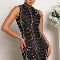 Fashion Nova Party Moves Sleeveless Sequin Maxi Dress - Black -Fashion Nova Dresses Shop 02 16 22Studio2 ME LT 14 01 44 33 VD7752 Black P 0355 KL