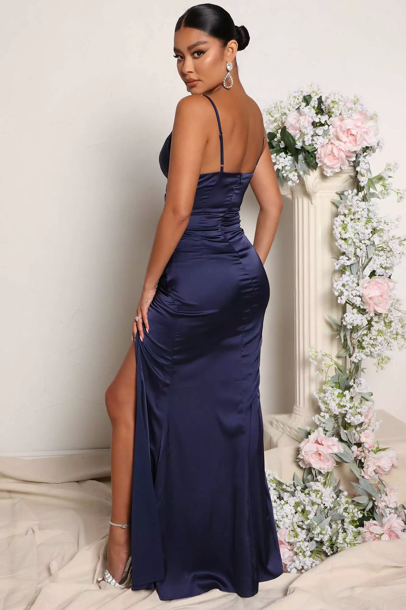 Fashion Nova Luxe Nights Satin Maxi Dress - Navy 5 Fashion Nova Luxe Nights Satin Maxi Dress - Navy - Image 3