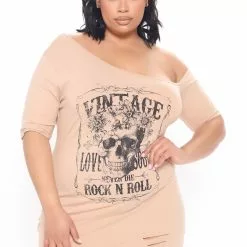 Fashion Nova Damsel In Distressed Graphic Mini Dress - Mocha -Fashion Nova Dresses Shop 02 19 21Studio4 SN KW 11 39 32 23 RD17111D Mocha PLUS 53040 WG