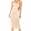 Fashion Nova Tanya Double Lined Midi Dress - Mocha