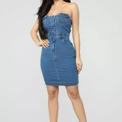 Fashion Nova Riding Passenger Denim Tube Dress - Medium Wash -Fashion Nova Dresses Shop 02 22 19 Studio 2 DV 14 23 07 HMD11018 MediumWash 9606 RG scaled